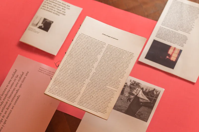 Printed pages of Dale! magazine on a red background