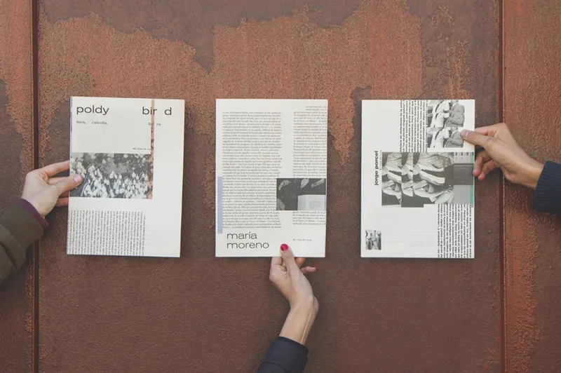 Three issues of Vida de vivos held against a rusty wall